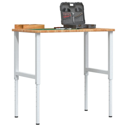 Werkbank 100x60x(71,5-98) cm massive Eiche rechteckig