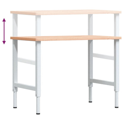 Werkbank 100x60x(71,5-98) cm massives Buchenholz rechteckig