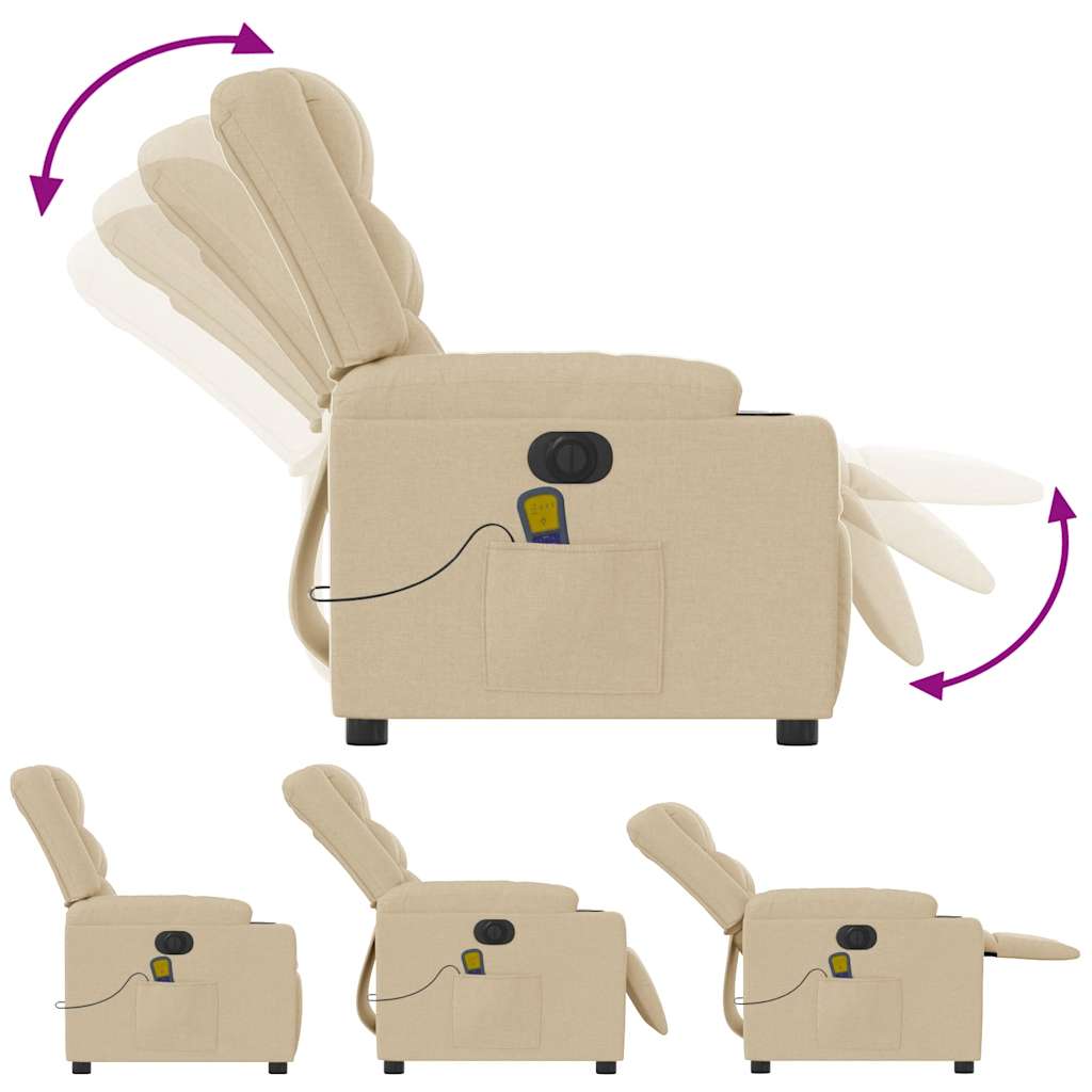 eldrevet massagestol stof cremefarvet
