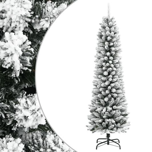 kunstigt smalt juletræ med sne 150 cm PVC og PE