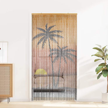 insektsgardin för dörren palmträdstryck 90x220 cm bambu