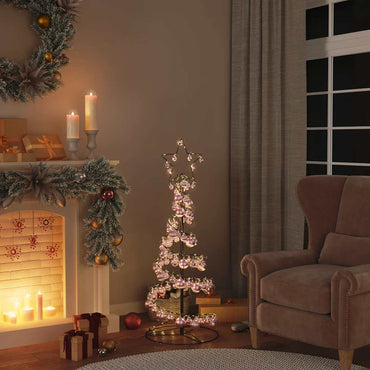 LED-juletræ med kugler 80 LED'er 120 cm varmt hvidt lys