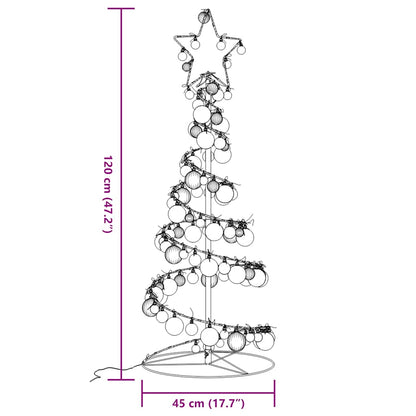 LED-juletræ med kugler 80 LED'er 120 cm varmt hvidt lys