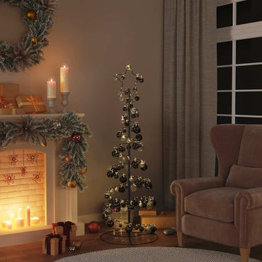 LED-juletræ med kugler 100 LED'er 150 cm varmt hvidt lys
