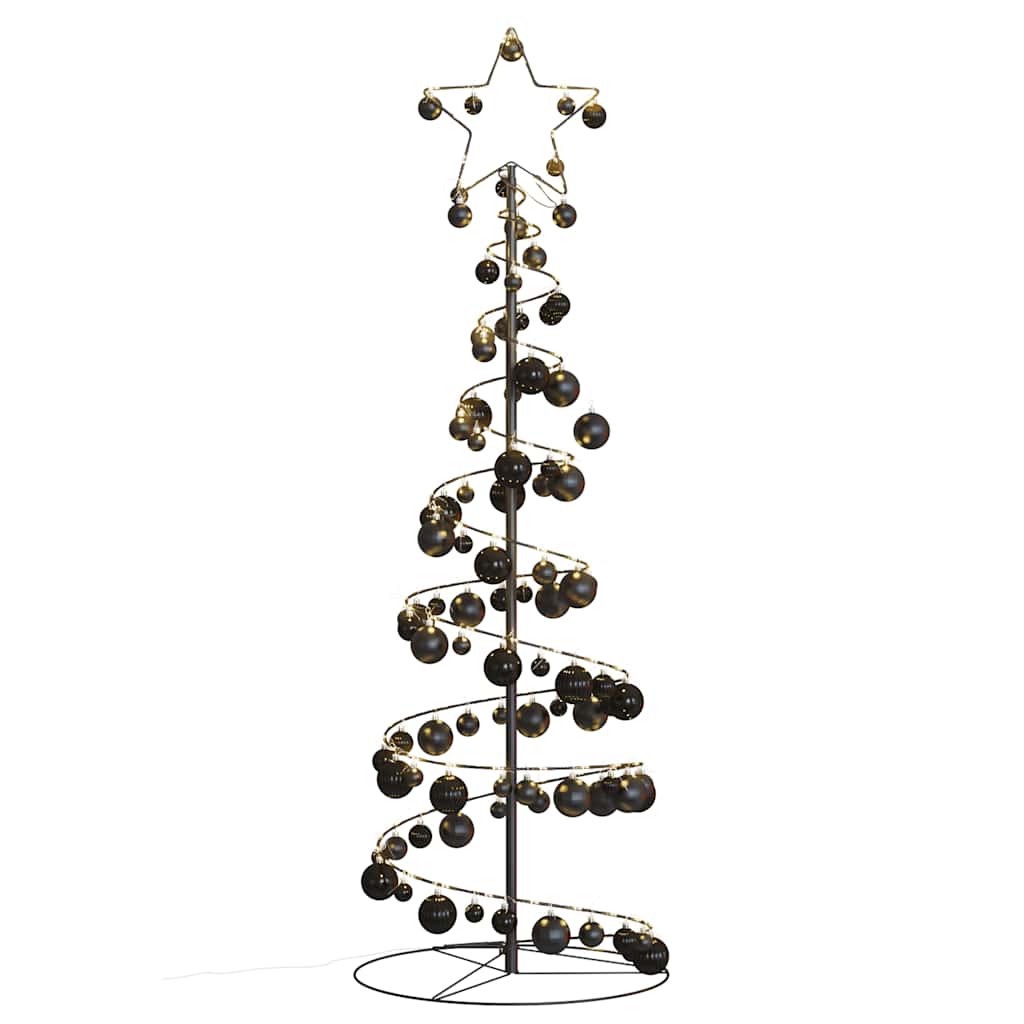 LED-juletræ med kugler 100 LED'er 150 cm varmt hvidt lys