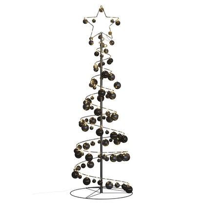 LED-juletræ med kugler 100 LED'er 150 cm varmt hvidt lys