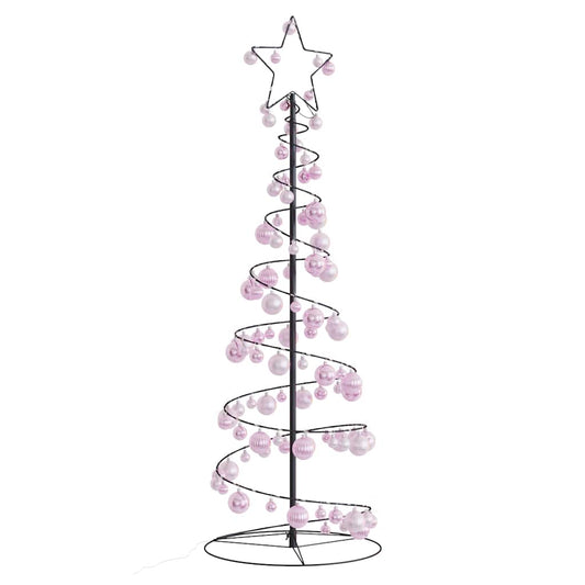LED-juletræ med kugler 100 LED'er 150 cm varmt hvidt lys