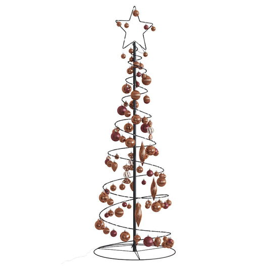 LED-juletræ med kugler 100 LED'er 150 cm varmt hvidt lys
