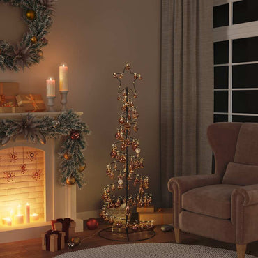 LED-juletræ med kugler 100 LED'er 150 cm varmt hvidt lys