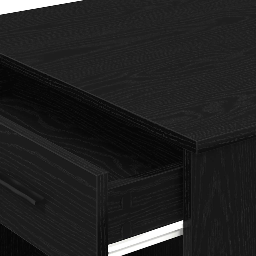 skrivebord med skuffe og hylde 102x62x77,5 cm sort-eg