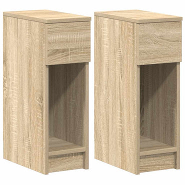 sengeborde med skuffe 2 stk. 20x36x60 cm sonoma-eg
