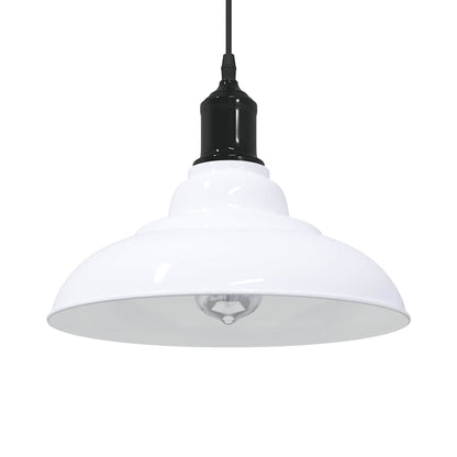 pendellampe højdejusterbar E27 Ø 31 cm metal glans hvid