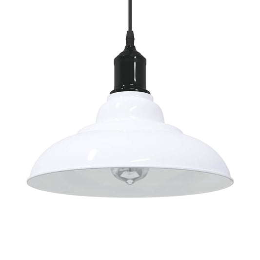 pendellampe højdejusterbar E27 Ø 31 cm metal glans hvid