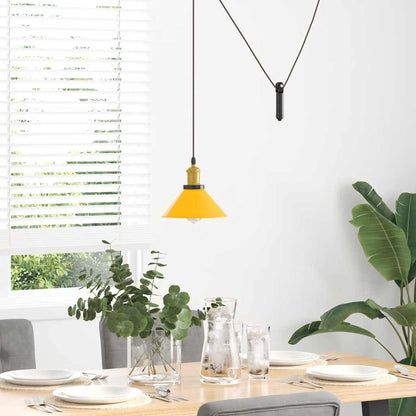pendellampe højdejusterbar E27 Ø 22 cm metal glans gul