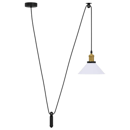 pendellampe højdejusterbar E27 Ø 22 cm metal glans hvid