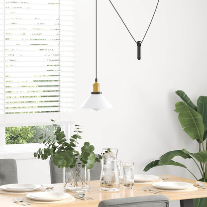 pendellampe højdejusterbar E27 Ø 22 cm metal glans hvid
