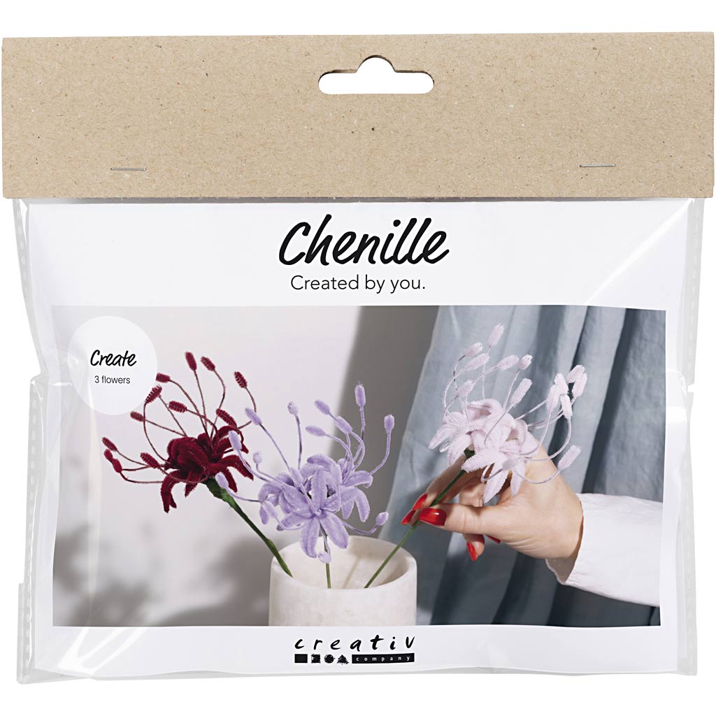 Mini DIY-sæt med chenilleblomster