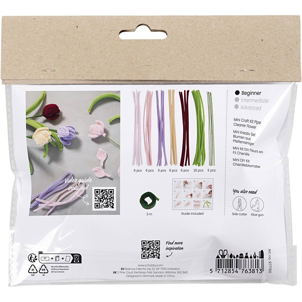 Mini DIY-sæt med chenilleblomster