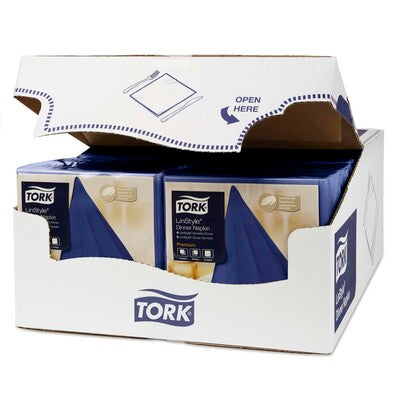 Middagsservietter, Tork, Linstyle, 1/4-fold, 1 lag, midtnatsblå, 390mmx390mm, 55g/m2, pakke a 50 stk, FSC Mix Credit