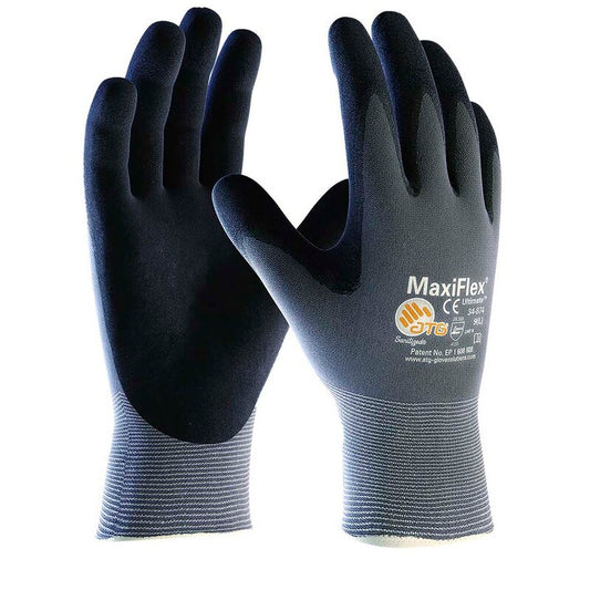 Handsker strik og PU coating, Maxi-Flex, No. 11 / XXL, nylon/polyamid, grå, Pakke a 12 par