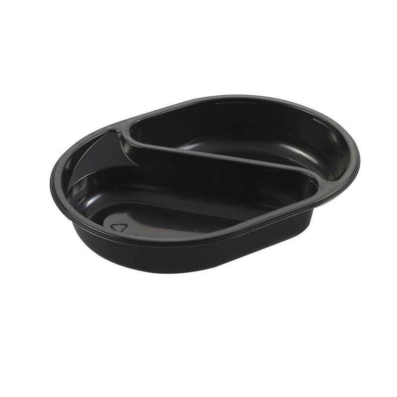 Plastbakke, Plus Pack SmartView, 2-rums, Oval, 895 ml, 238x176x40mm, PP, sort, karton a 240 stk