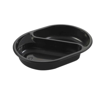 Plastbakke, Plus Pack SmartView, 2-rums, Oval, 895 ml, 238x176x40mm, PP, sort, karton a 240 stk