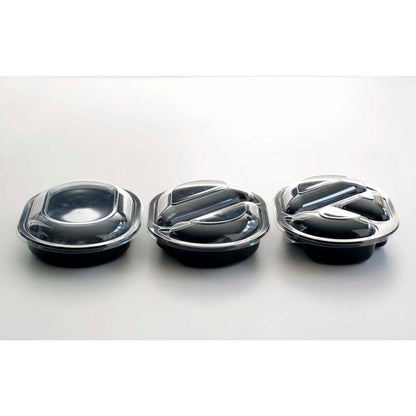 Plastbakke, Plus Pack SmartView, 3-rums, Oval, 960 ml, 238x176x45mm, PP, sort, karton a 240 stk