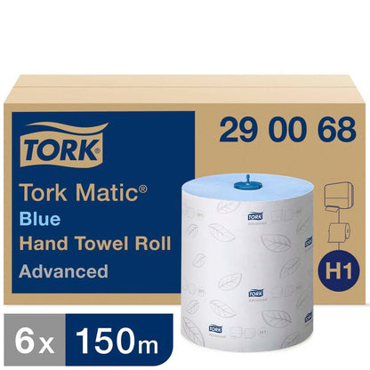 Papirhåndklæder rulle, Tork, H1, Advanced, 2 lag, blå, 210mm x 150.00m, kasse a 6 ruller, FSC Mix Credit