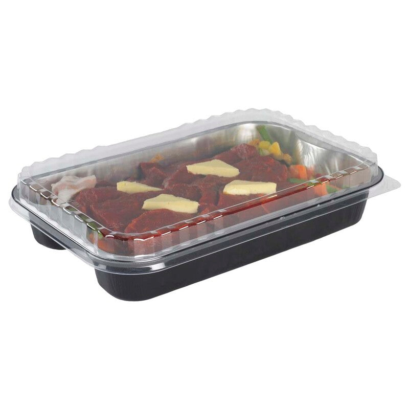 Låg t/foliebakke, Plus Pack Ready2Cook, Rektangulær, 300x200x26mm, PET, transparent, pakke a 100 stk