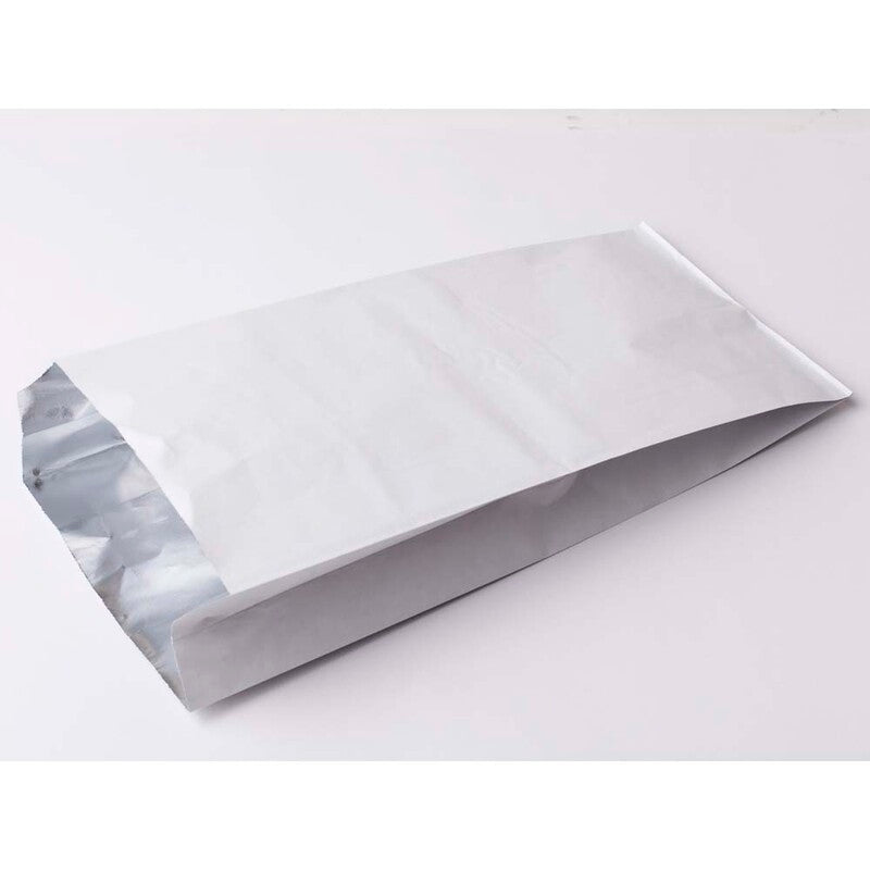 Grill pose, 65 x 160 x 335 mm, flat bag, papir/aluminium/folie/papir, hvid, pakke a 250 stk, Fødevaregodkendt