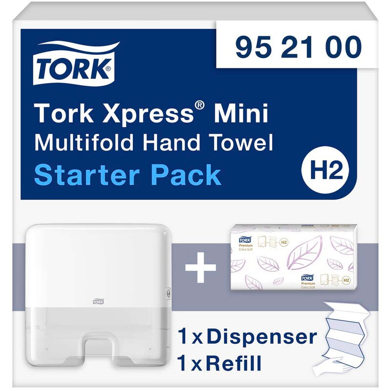 Papirhåndklæder ark, Tork, Premium Extra Soft, Starterpack, hvid, x295mm, FSC Mix Credit