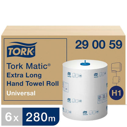Papirhåndklæder rulle, Tork, H1, Universal, 1 lag, hvid, 210mm x 280.00m, kasse a 6 ruller, FSC Mix Credit