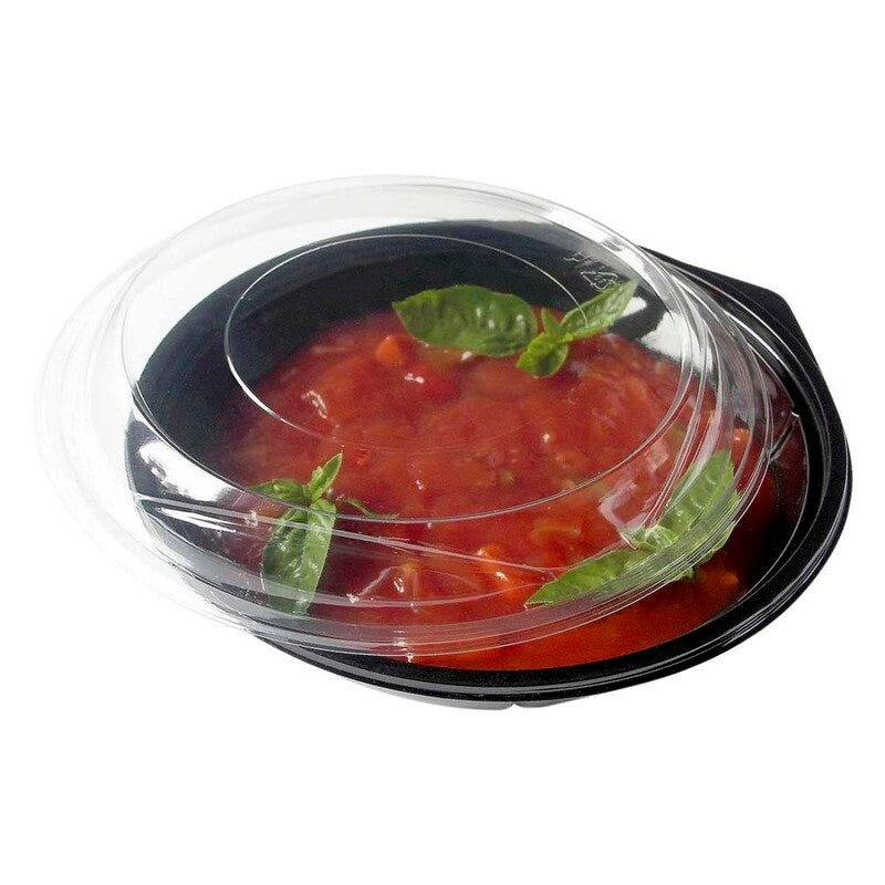 Plastbakke, Rund, 800 ml, Ø 190, højde 38, A-PET, sort, Salat bowl, karton a 300 stk