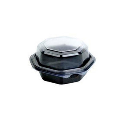 Plastbakke, Duni, m/låg, 1-rums, 200 ml, 118x118x60mm, PS, black/transparent, karton a 375 stk