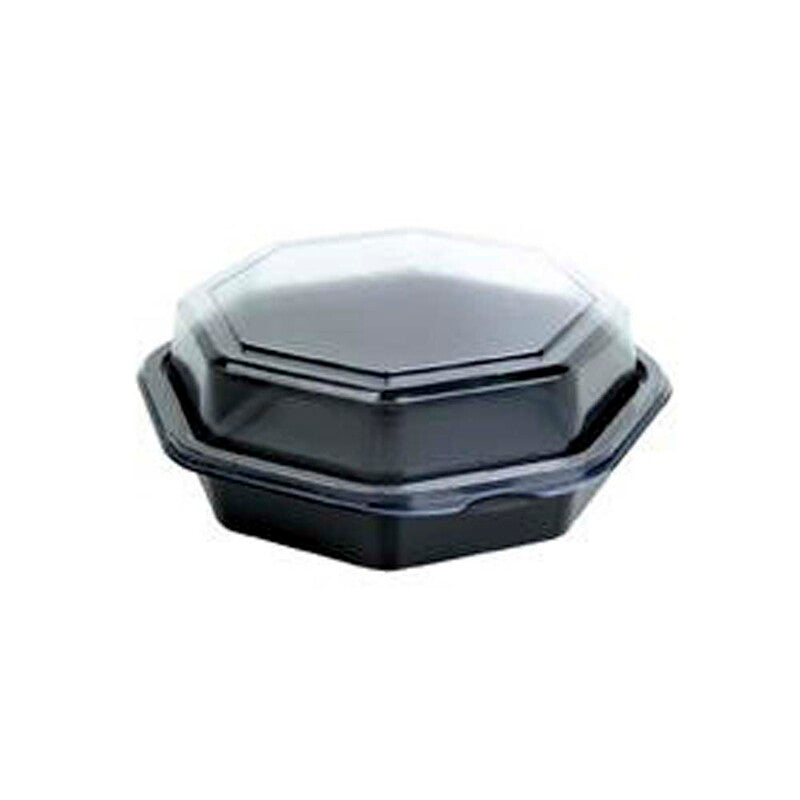 Plastbakke, Duni, m/låg, 1-rums, 400 ml, 160x160x60mm, PS, black/transparent, karton a 405 stk
