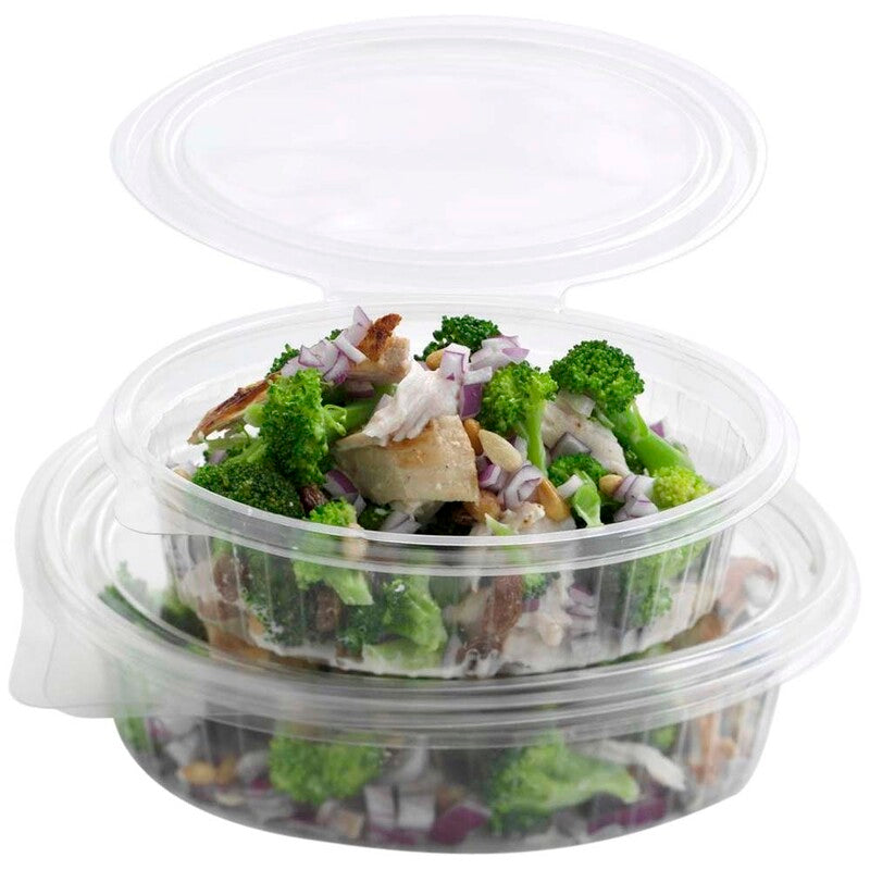 Plastbakke, Plus Pack ClearShow, Rektangulær, 150 ml, 150x112x31mm, RPET, transparent, m/hængslet låg, pakke a 50 stk