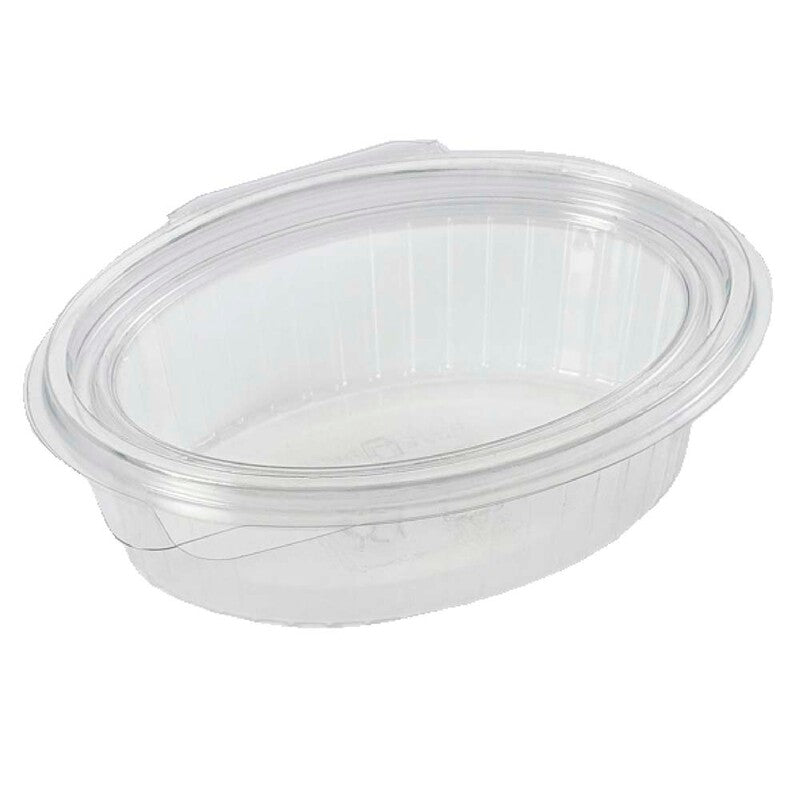 Plastbakke, Plus Pack ClearShow, Rektangulær, 250 ml, 150x112x45mm, RPET, transparent, m/hængslet låg, pakke a 50 stk
