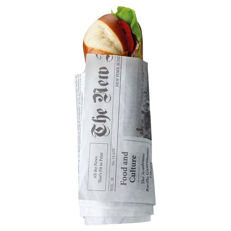 Stanset papir, Stykke, 50 g/m2, 288, x 300 mm, Papir + PE, sort/hvid, Newspaper, almindelig, pakke a 500 stk, Fødevaregodkendt, Fedttæt kvalitet