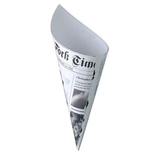Stanset papir, Stykke, 36 g/m2, 100, x 250 mm, præget papir, hvid, almindelig, karton a 100 stk, News Cone, Fødevaregodkendt