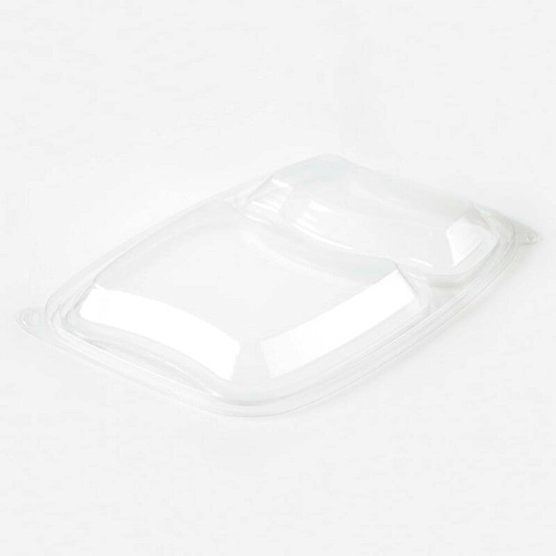 Låg t/plastbakke, Plus Pack Bistro, 2-rums, Rektangulær, 254x174x23mm, ops, transparent, karton a 300 stk