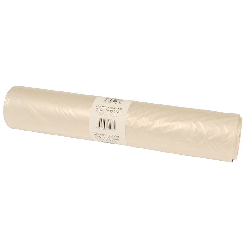 Containersæk, 40 µm, 2280 x 1725 mm, genanvendt LDPE, transparent, rulle a 6 stk, palle a 480 ruller, passer til 1000l container