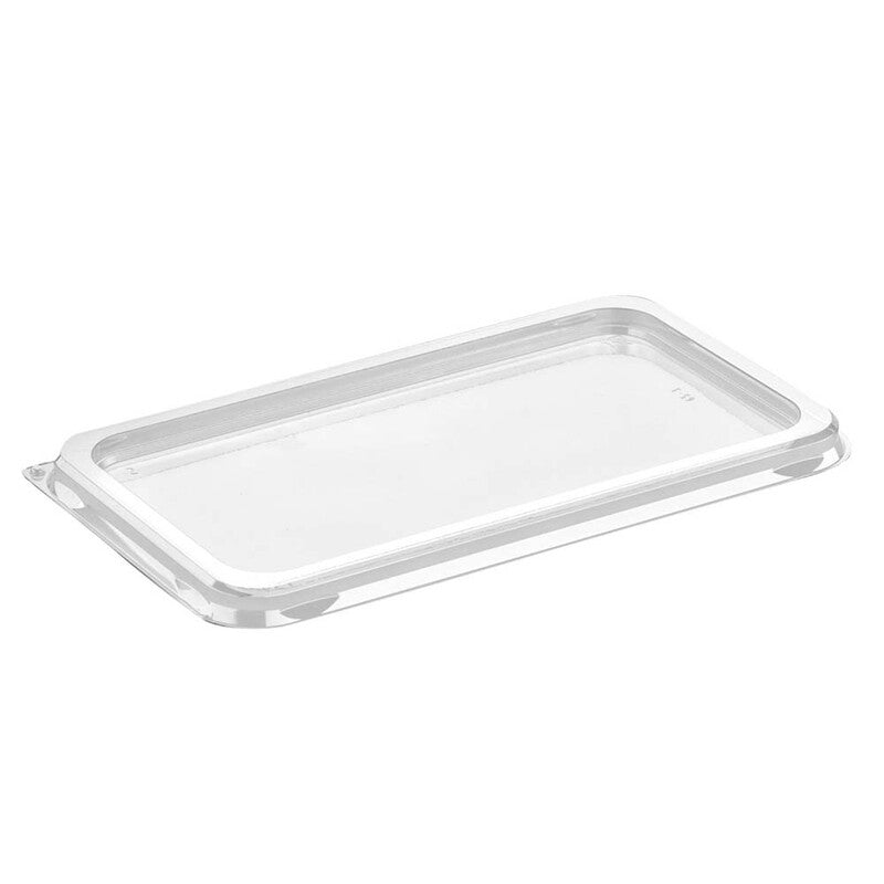 Låg t/plastbakke, Færch, M 65-4, Rektangulær, 185x105x9mm, PET, transparent, karton a 560 stk