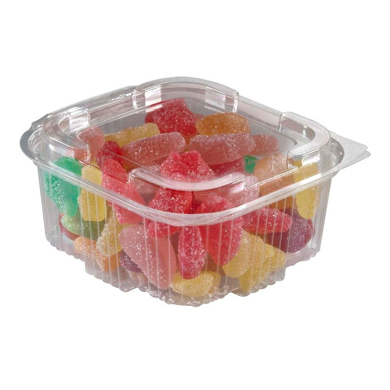 Plastbakke, m/hængslet låg, 135x128x65mm, PET, transparent, karton a 600 stk