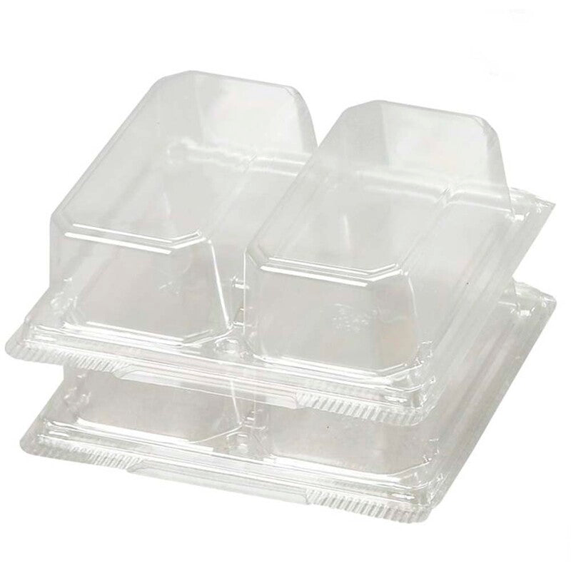 Plastbakke, Plus Pack, Sandwich, 2-rums, Rektangulær, 165x148x45mm, RPET, transparent, m/hængslet låg, pakke med 44 stk