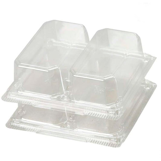 Plastbakke, Plus Pack, Sandwich, 2-rums, Rektangulær, 165x148x45mm, RPET, transparent, m/hængslet låg, pakke med 44 stk