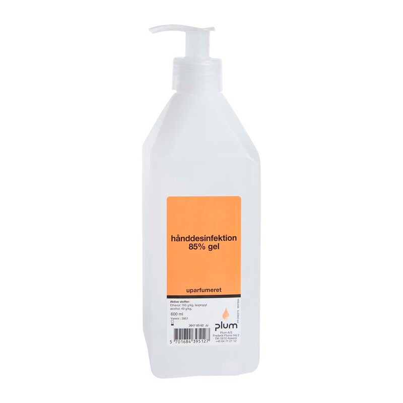 Hånddesinfektion, Plum, 85% Gel pumpeflaske, 600 ml