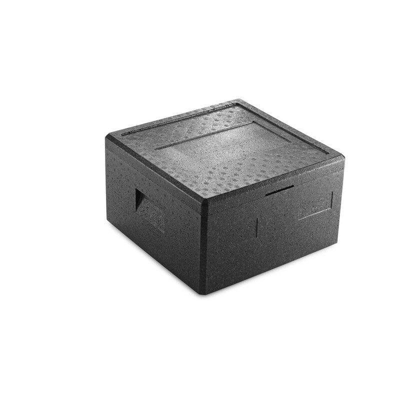 Termo skumkasse, Firkantet, 410x410x235mm, Expanded polypropylene (EPP), sort, Pizza, 1 stk