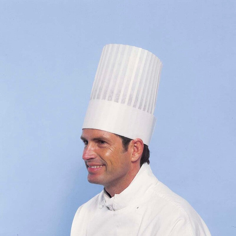 Kokkehuer, Chef hat non-woven 25 cm, non-woven, hvid, pakke med 10 stk.