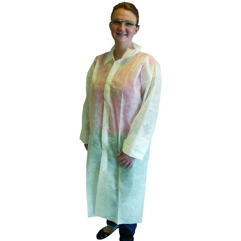 Besøgsjakker, Besøgsjakke med knapper XL, non-woven, hvid, pakke á 100 stk.