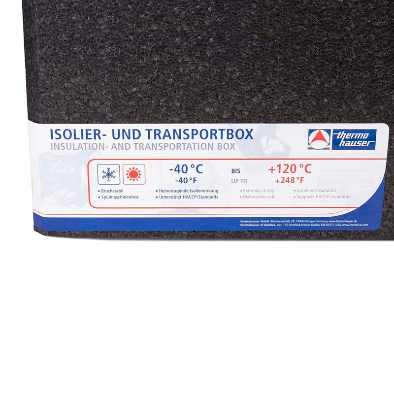 Termo skumkasse, 1/1GN, Rektangulær, 595x390x230mm, Expanded polypropylene (EPP), sort, 1 stk